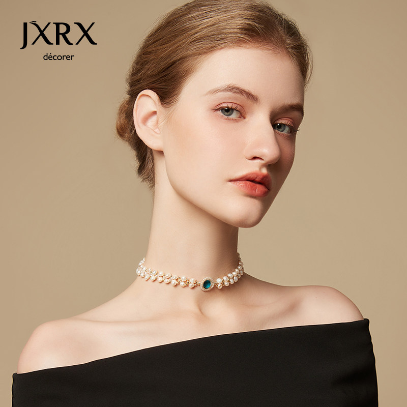 JXRX天然淡水珍珠项链女2025新款爆款颈链锁骨链巴洛克脖子配饰