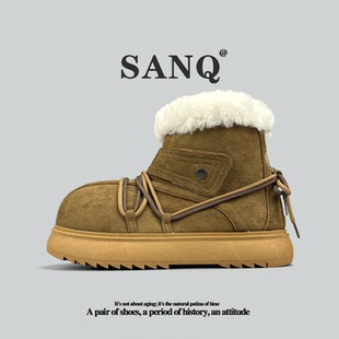 外贸俄罗斯单雪地靴加绒保暖大头棉鞋户外运动休闲鞋男高帮马丁靴