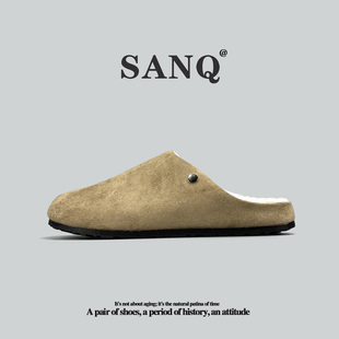 外贸美国单勃肯棉鞋冬季居家户外休闲棉拖保暖抗寒半拖一脚蹬男鞋