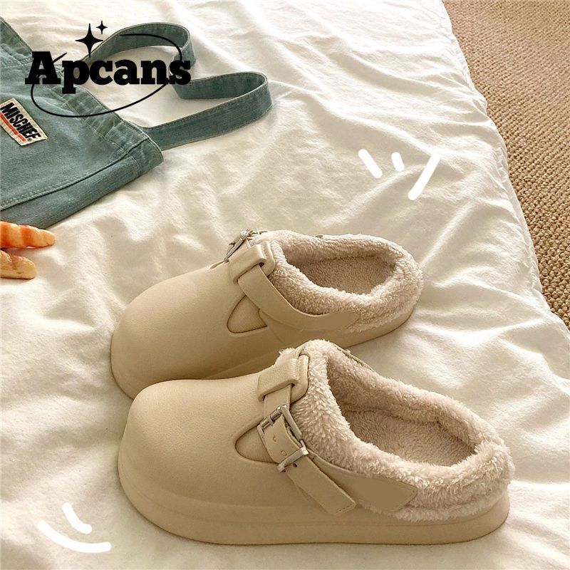 防水eva保暖加绒外穿勃肯棉拖鞋女2025冬季新款厚底毛毛拖鞋潮女