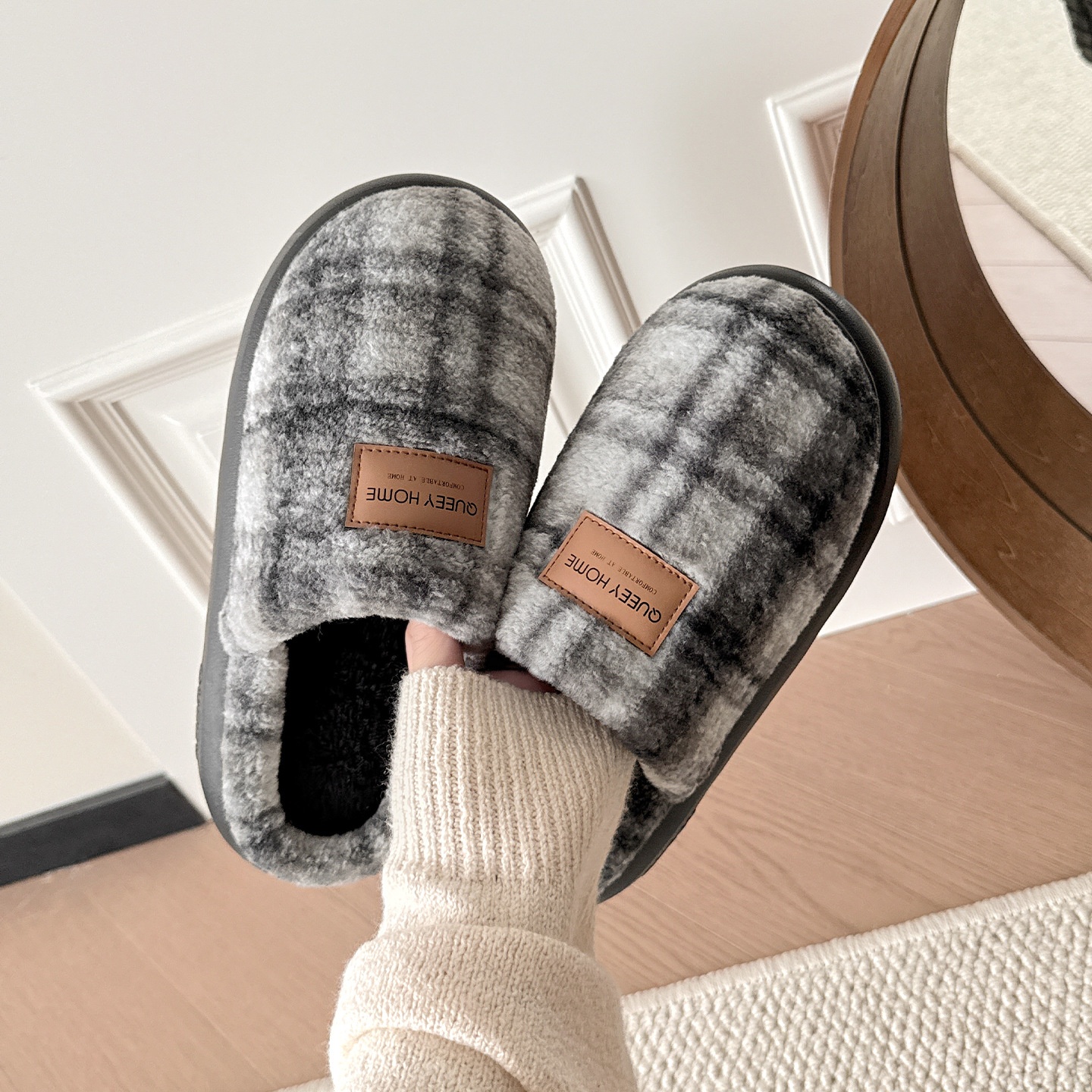 棉拖鞋男士2025新款防滑厚底毛绒保暖加绒冬室内家居包头棉拖鞋女