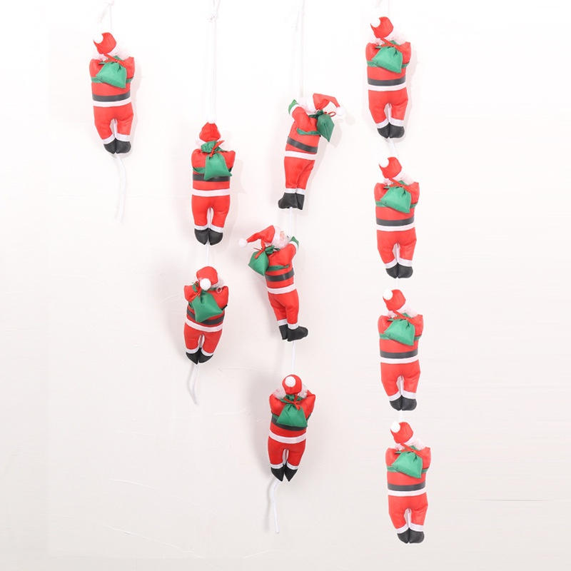 跨境爬绳圣诞老人挂件一人梯二人梯爬梯圣诞节橱窗装饰品老人公仔