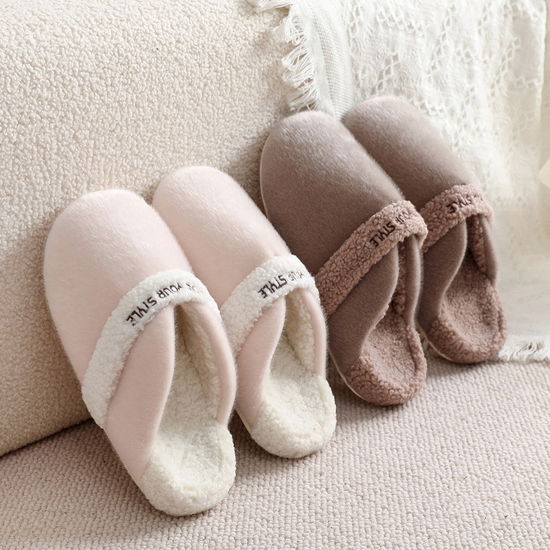 棉拖鞋女防水耐脏防滑秋冬情侣居家月子鞋秋季产后软底加绒加厚