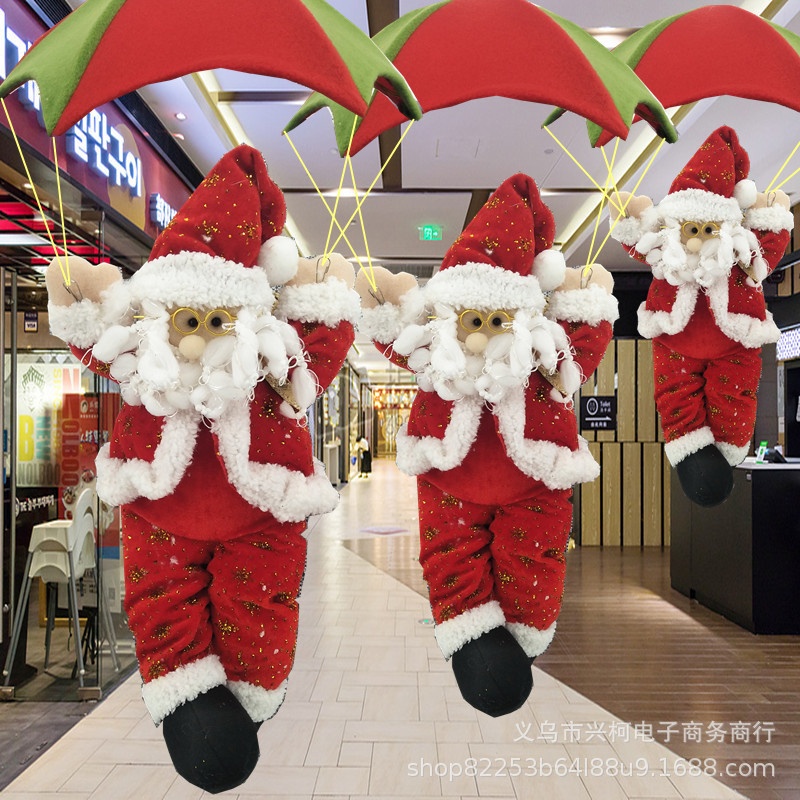 圣诞节场景装饰 降落伞 圣诞吊饰 圣诞老人降落伞 圣诞雪人挂件