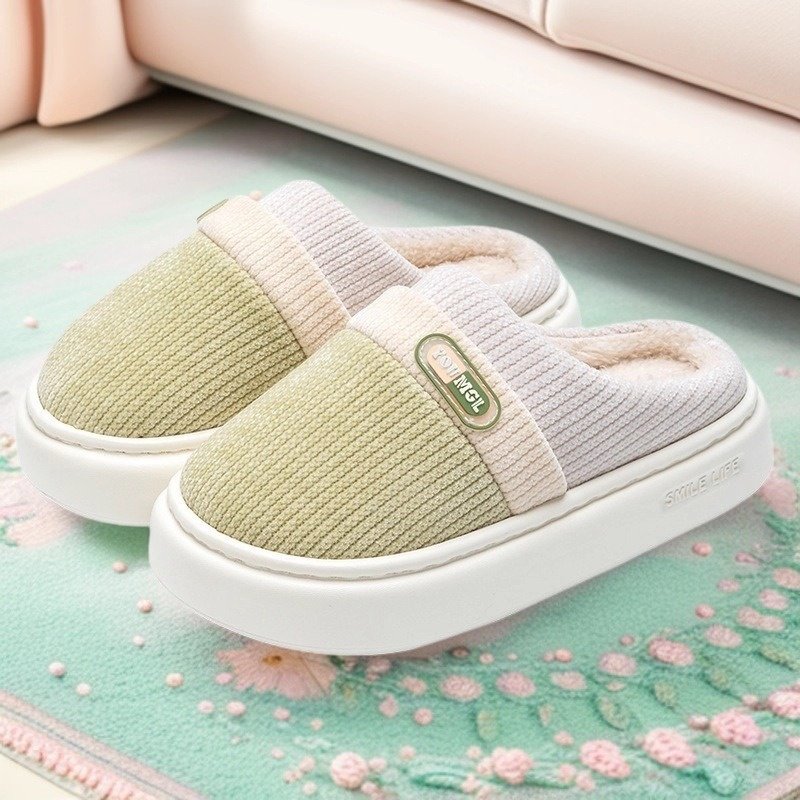 棉拖鞋女款冬季2024新款室内居家保暖拼色拖鞋男款家用男士秋冬天