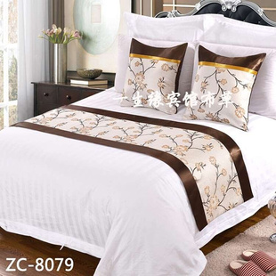 极速五星级宾馆h酒店牀上用品 简约牀尾巾牀盖牀旗牀尾垫桌旗 欧式