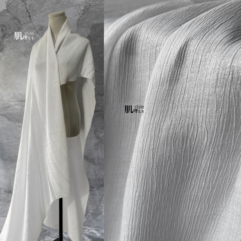 亮面流光树皮皱布料服装设计面料