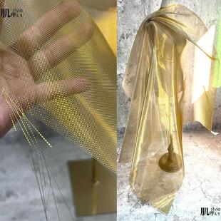 金银可塑性尼龙网设计师面料艺术材料金属纱云雾网布造型硬纱定制