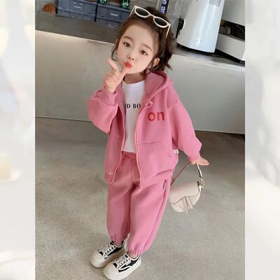 2025新款春装儿童女童套装春秋女宝宝连帽休闲运动卫衣洋气春秋款
