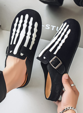 2025新款骨头勃肯拖鞋小众芒果头低帮半拖懒人一脚蹬板鞋男N886