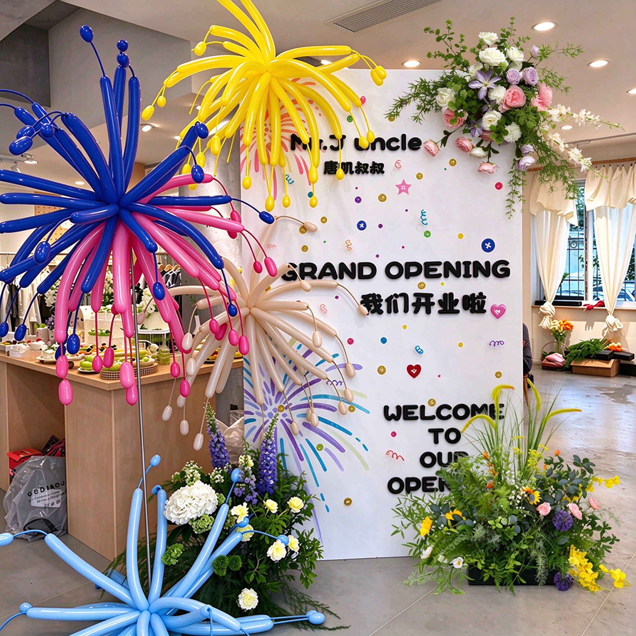 开业气氛布置新店店面开业大吉门口场景布置公司美容院周年庆装饰