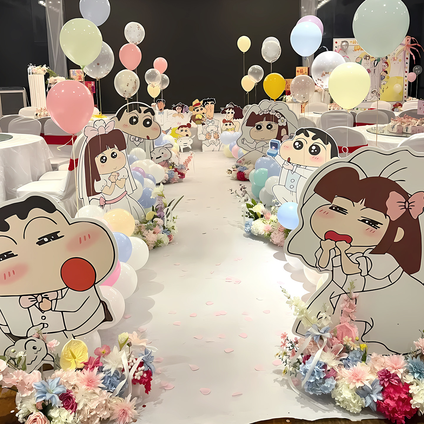 2026网红蜡笔小新求婚室内布置氛围浪漫表白kt仪式感不要气球全套