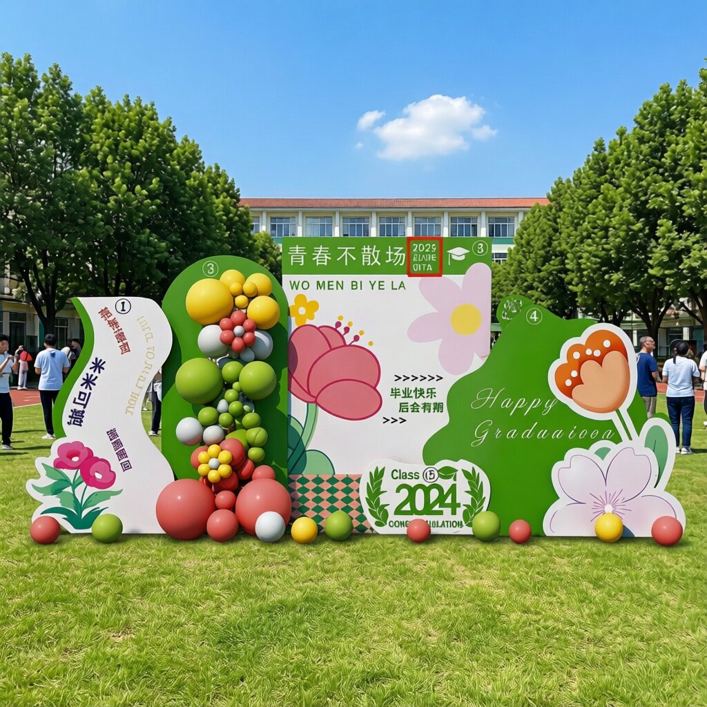 大学毕业典礼场景布置展板初高中拍照框背景装饰道具KT板签到处