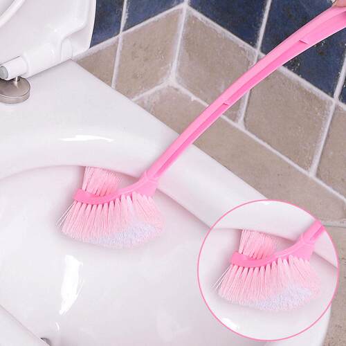 Dual-Head Toilet Brush with Long Handle and Stiff Bristles,