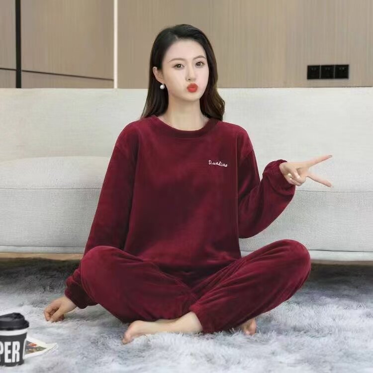 【冬季加厚款】仙女暖暖裤套装女秋冬季珊瑚绒保暖宽松大码睡衣女