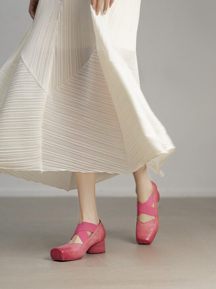 LE MAGNETIC WASHED HORSESKIN PIGNOSE BALLET SHOES WOMENS SINGLES SHOES WOMENS PUMPS SOFT MARYAN JANE SHOES