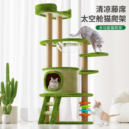 猫架子猫爬架家用藤席猫窝猫树一体太空舱夏季猫咪玩具小型不占地