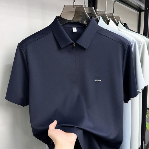亚麻桑蚕丝男士夏季短袖POLO衫
