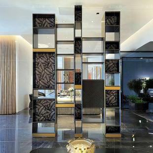 轻奢不锈钢书架落地客厅家用分层隔板现代高档设计隔断装 饰置物架