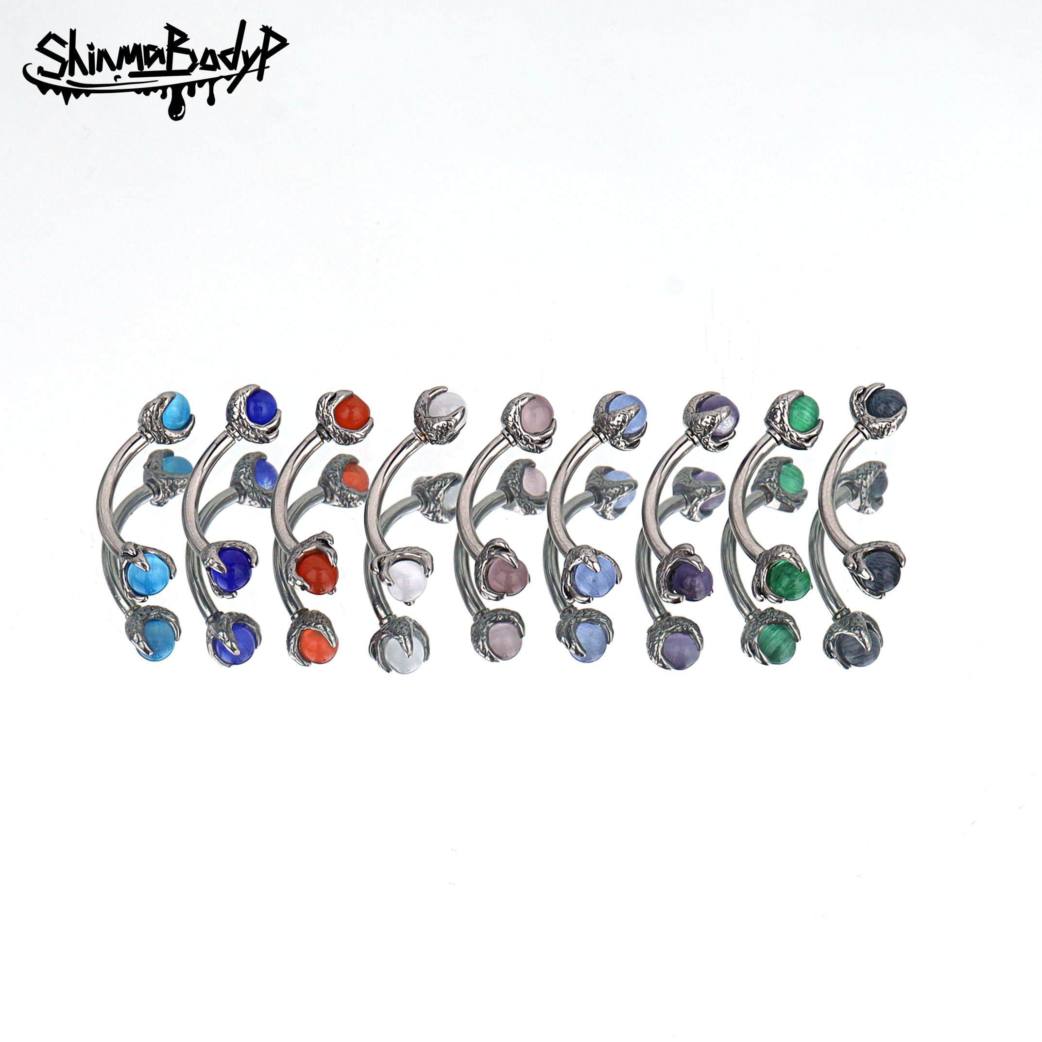 Shinma 钛钢龙爪镶猫眼石内螺纹彩石眉钉rook钉指钉穿刺饰品,饰品/流行首饰/时尚饰品新,眉环,淘宝优惠券,粉丝福利购,淘宝优惠卷