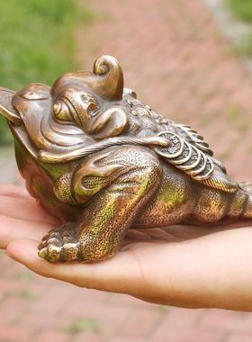 黄铜金蟾摆件三脚铜制三足铜金蟾金蝉青蛙蟾蜍开业礼品客厅装饰品