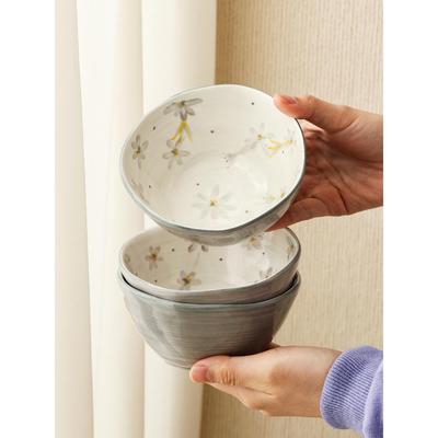 WUXIN 曼陀罗华陶瓷饭碗家用复古碗碟套装5英寸吃饭的碗盘子餐具