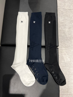24春季 女士高尔夫运动长筒袜纯色百搭休闲LOGO印花韩国代购 新款