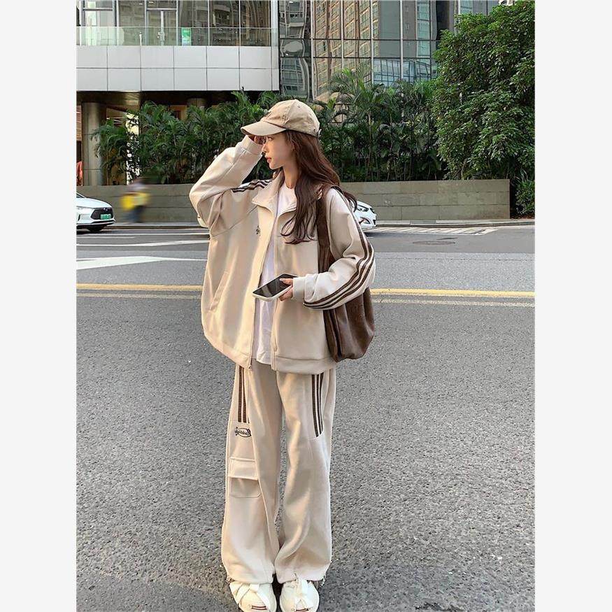 韩版宽松显瘦美式卫衣运动套装女春秋季学生跑步时尚休闲两件套潮