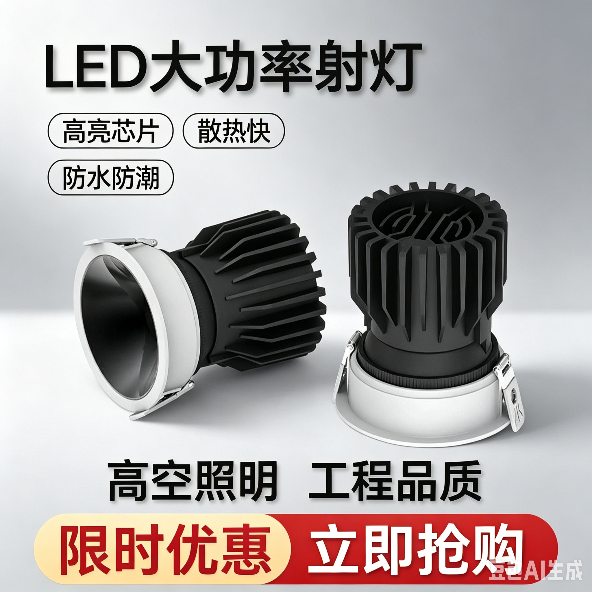 大功率35W led防眩射灯酒店大堂窄边天花灯嵌入式高空射灯