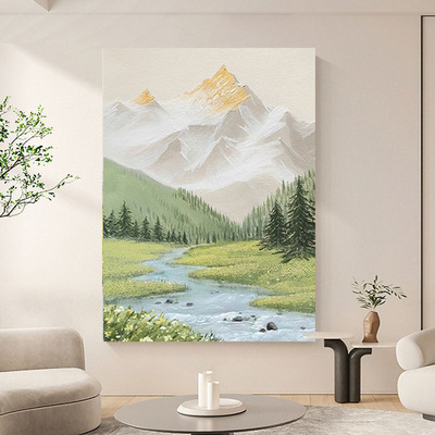 深圳大芬村油画客厅沙发背景装饰画床头挂画轻奢现代简约手绘肌理