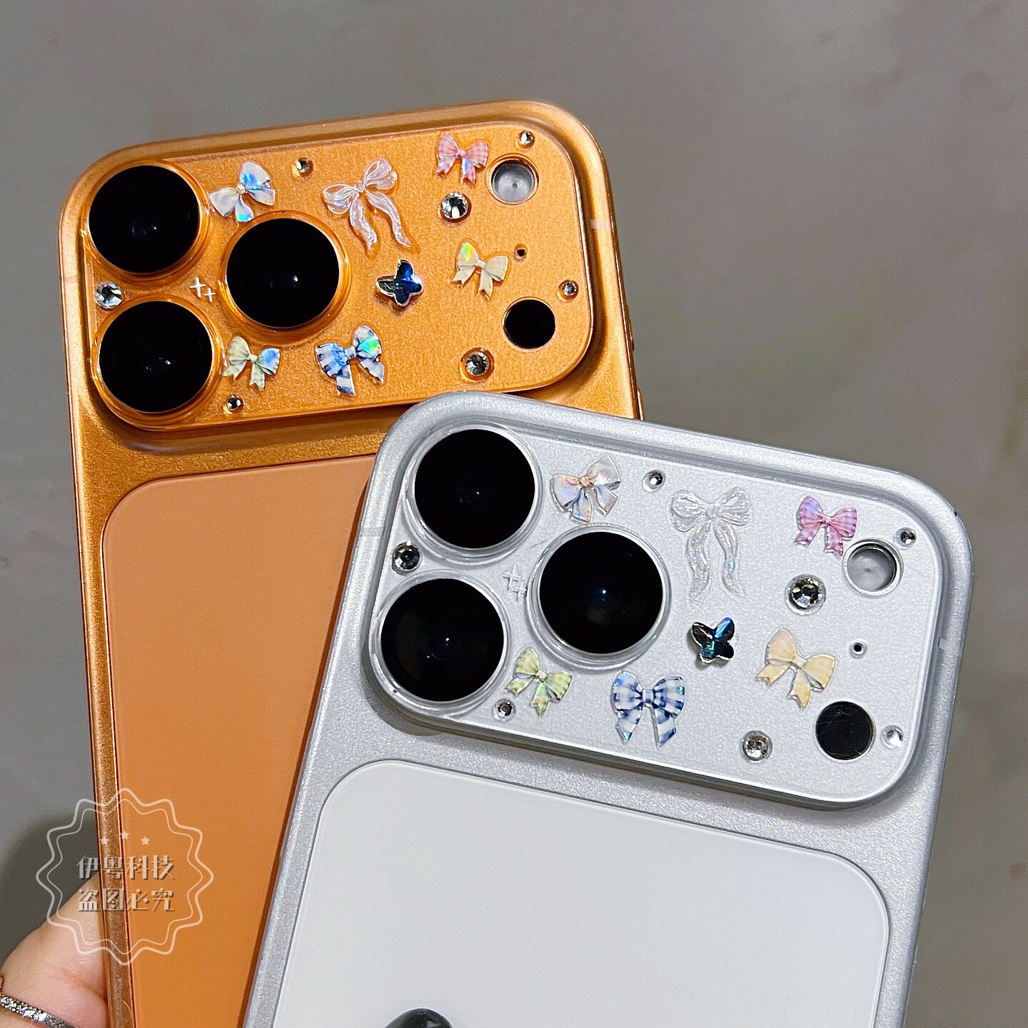 唯美水钻蝴蝶结苹果1718pm镜头膜