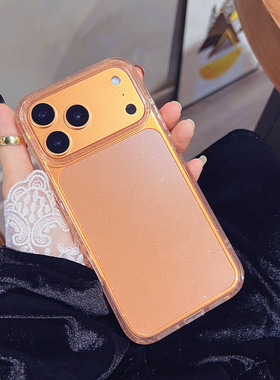 适用iPhone17手机壳星空闪粉苹果17promax高级感新款17air轻奢亮晶晶17pro保护套透明镜头大孔软外壳橙色男女
