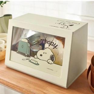 日式 实木卡通桌面餐边柜面包零食收纳柜调味料杯子储物柜史努比系