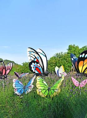 户外仿真蝴蝶雕塑动物玻璃钢摆件庭院花海草坪绿化园林景观装饰品