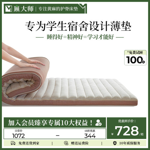 麻大师学生宿舍寝室单人床垫3D内材软垫卧室租房专用榻榻米垫子