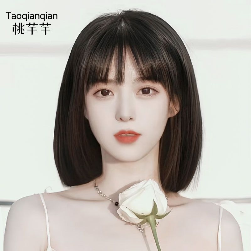 假发真发全真人发女短发全头头套波波自然新款锁骨发光头假发套长