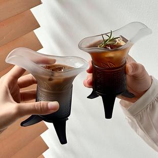 古代帝王水杯磨砂渐变黑杯创意彷古爵杯覆古秦始皇奶茶咖啡杯三足