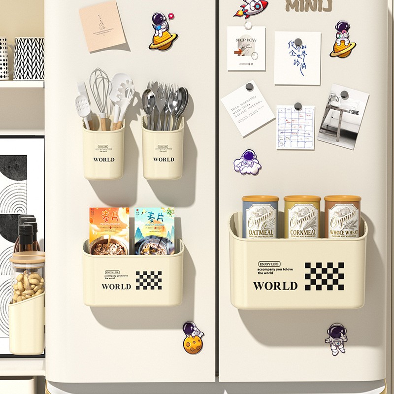 磁吸冰箱置物架壁挂免打孔两用侧