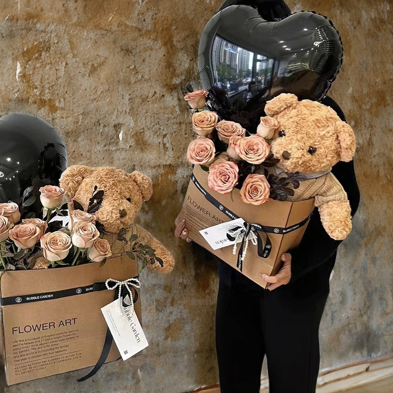 玫瑰永生花小熊玩偶花束香皂花生日礼物送女生闺蜜七夕情人节礼物