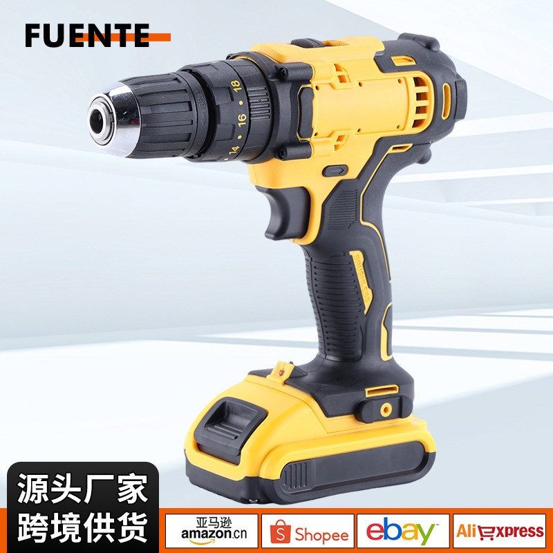 外贸充电大功率锂电钻家用多功能冲击钻手枪钻电动螺丝刀套装