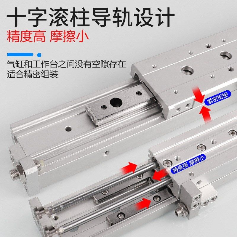 SMC型滑台气缸mxs6/8/12/16/20-20/30/40/50/75/100直线导轨气缸