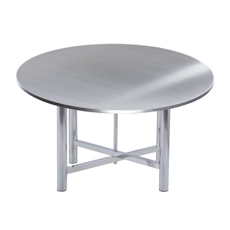 1.8米不锈钢圆桌搭配1.2米转盘面酒店大圆桌可坐15人20人简易折叠