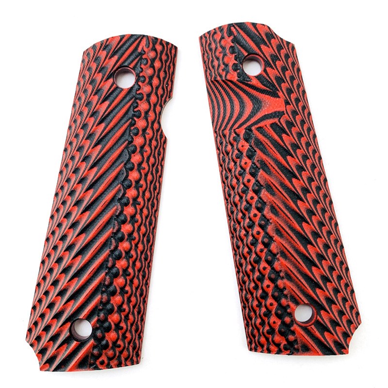 1911配件改装 1911 Grips手柄贴片夹层黑红G10手柄 刀柄材料柄