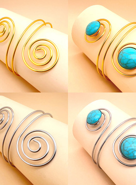 跨境欧美夸张螺旋纹手环外销复古时尚扭曲缠绕金属臂环个性袖箍