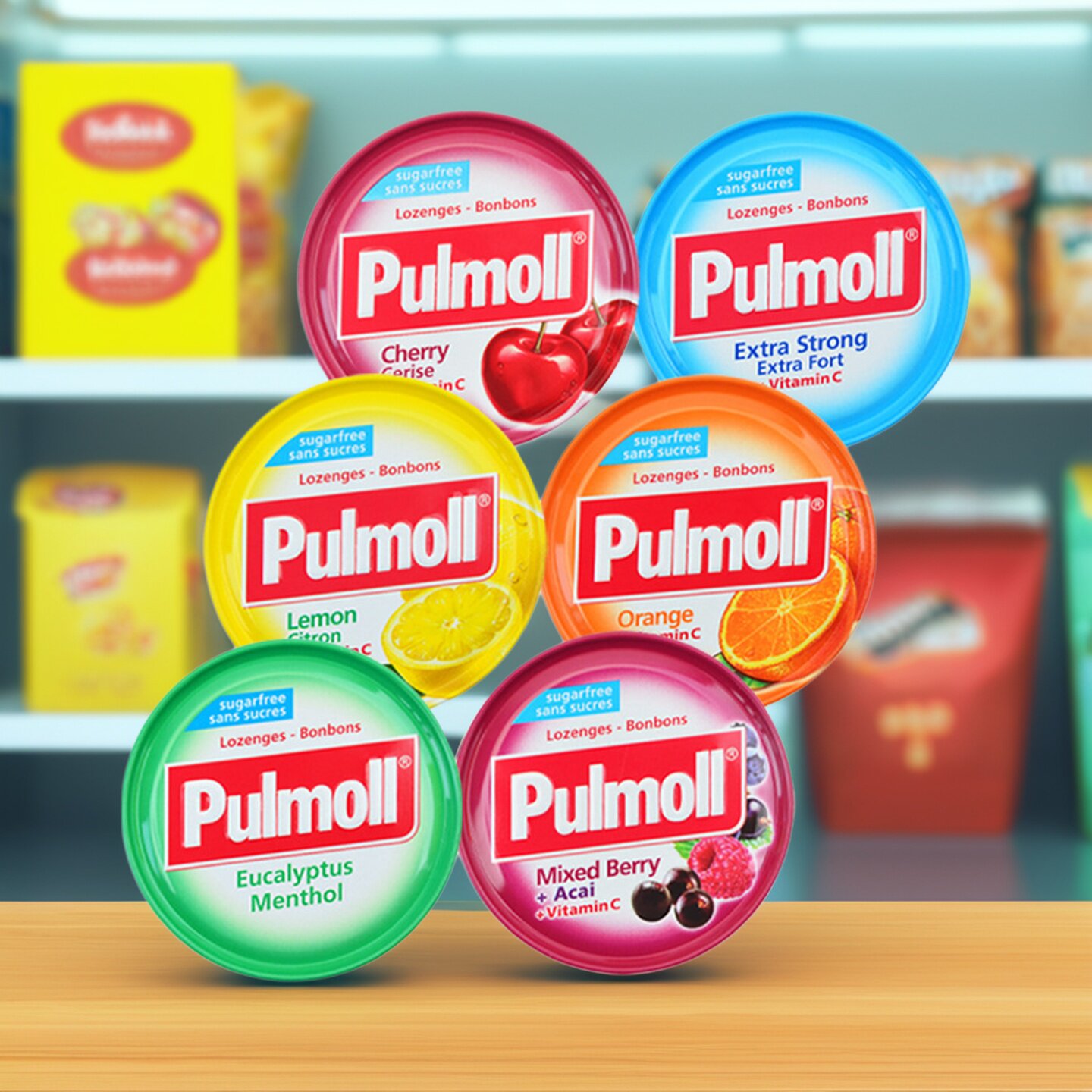 德国进口pulmoll飚摩无糖润喉糖护嗓维生素C水果味薄荷糖硬糖
