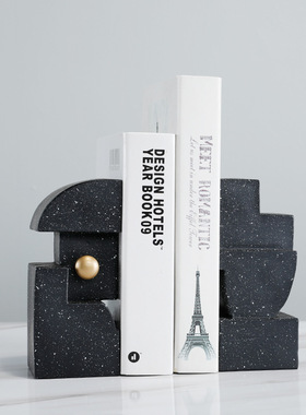 现代极简约样板间客厅书房酒柜博古架树脂书挡书靠书立装饰品摆设