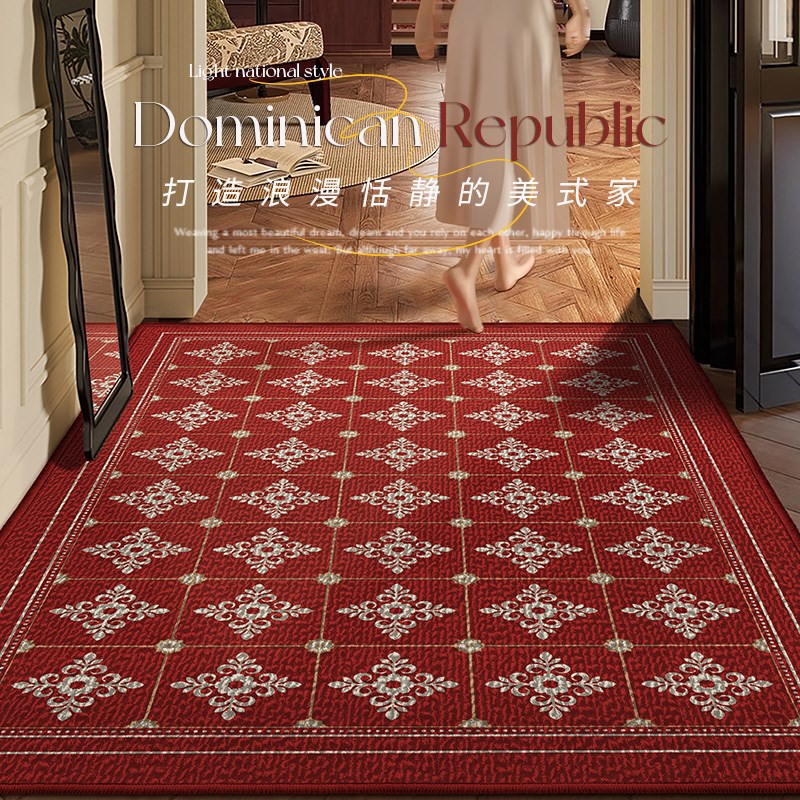 美式入户门地垫门口玄关红色防滑地毯室内大门前家用加厚喜庆脚垫