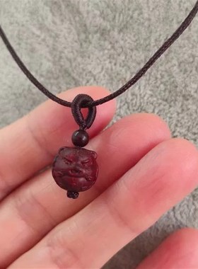 小叶紫檀木生肖属相坠锁骨项链男女精致简单生动孩子宝宝学生成人