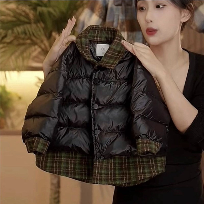 儿童冬装羽绒棉服2023新款男女童时尚假两件防寒保暖加厚棉衣外套