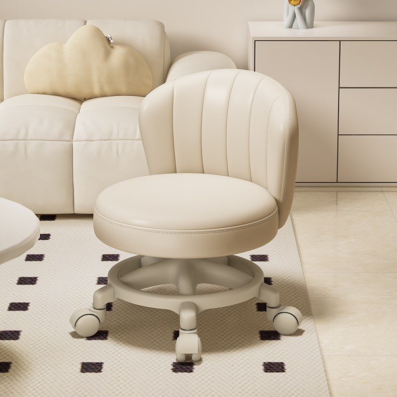 万向轮小凳子家用滑轮矮凳沙发板凳靠背椅带娃学步圆凳换鞋凳